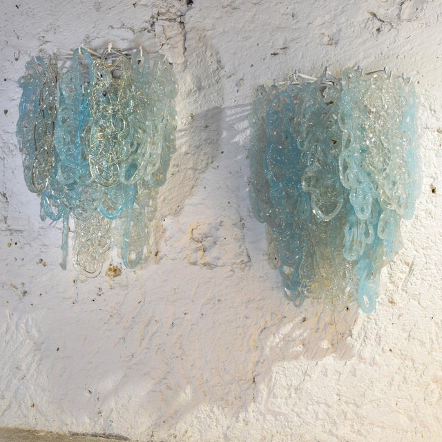 Mid-Century Modern Vintage Wall Lamps in Murano Glass, 1960s, Set of 2 For Sale - Image 3 of 8