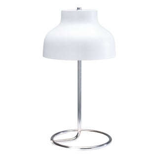 Chromed Table Lamp with Metal Shade and Curved Frame, 1970s For Sale
