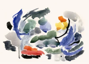 "Blue Notes #14" Midcentury Abstract Print - 58" X 42"