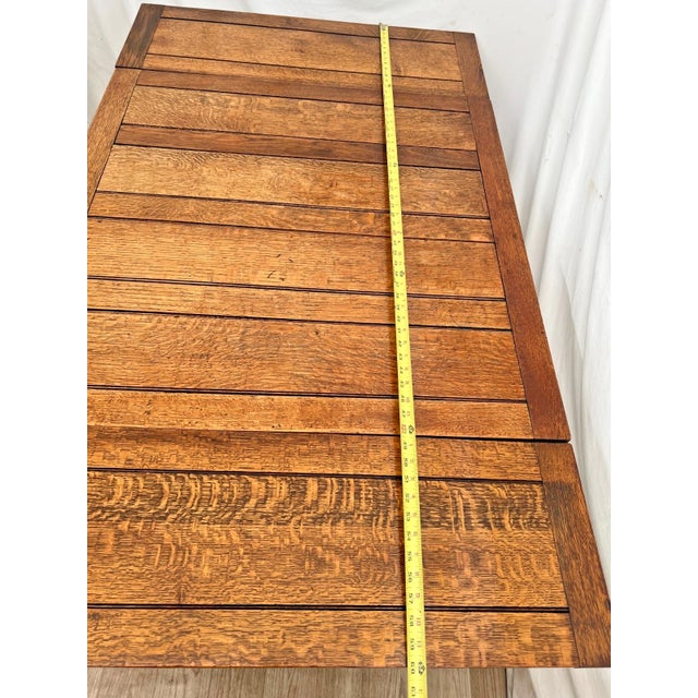 Antique Expanding Pub Kitchen Table Barley Twist Legs Quarter Sawn Tiger Oak For Sale - Image 13 of 14