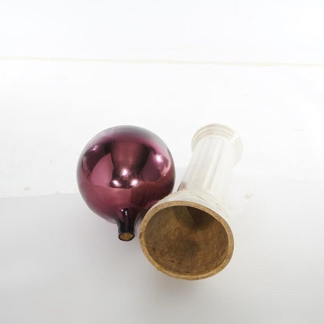 Glass Garden Gazing Globe on Pottery Pedestal 20thC For Sale - Image 9 of 9