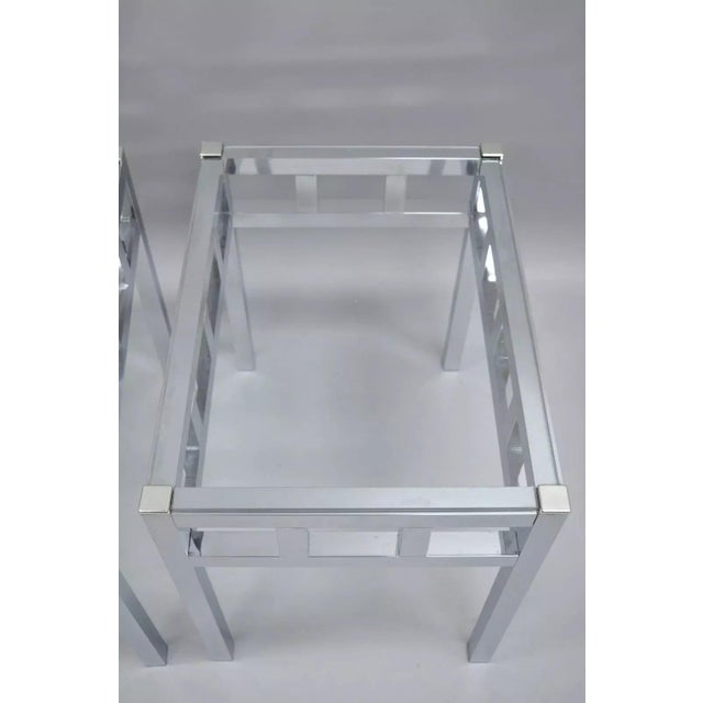 Late 20th Century Mid Century Modern Baughman Style Chrome & Glass Rectangle Side Tables - a Pair For Sale - Image 4 of 11