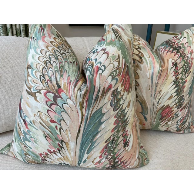 Modern Lee Jofa "Taplow"in Juniper and Petal Pillows - a Pair For Sale - Image 3 of 5
