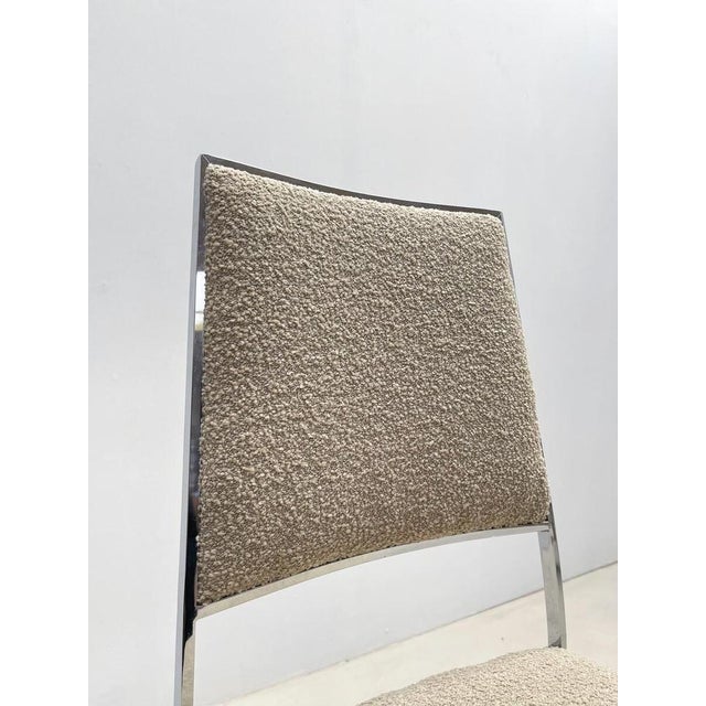 Dining Chairs in Chrome and Bouclé, 1970s, Set of 5 For Sale - Image 3 of 10