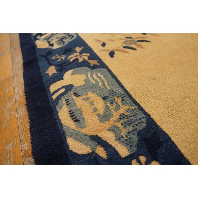 Beige 1920s Beige Open Field Traditional Antique Chinese Peking Carpet 5' X 7'10" Rug For Sale - Image 8 of 10