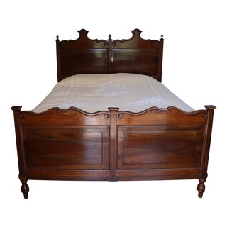 Vintage Solid Wood Double Bed For Sale