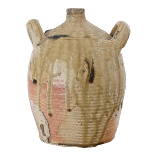 Antique French Glazed Terracotta Jug For Sale