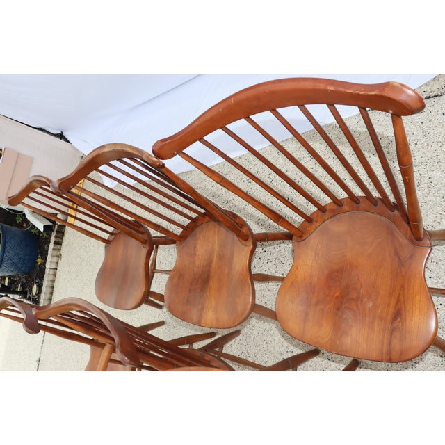 Wood Authentic Stickley Sold Wood 6 Spindle-Back Windsor Chairs For Sale - Image 7 of 8