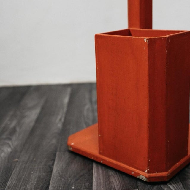 1960s Mid-Century Coat Rack with Umbrella Stand in Orange Wood, 1960 For Sale - Image 5 of 9