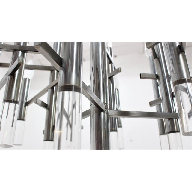 Gaetano Sciolari Acrylic Glass and Chrome Chandelier from Gaetano Sciolari, 1970s For Sale - Image 4 of 10