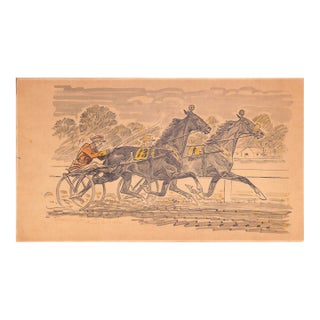 Paul Brown Harness Racing Lithograph For Sale
