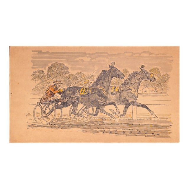 Paul Brown Harness Racing Lithograph For Sale