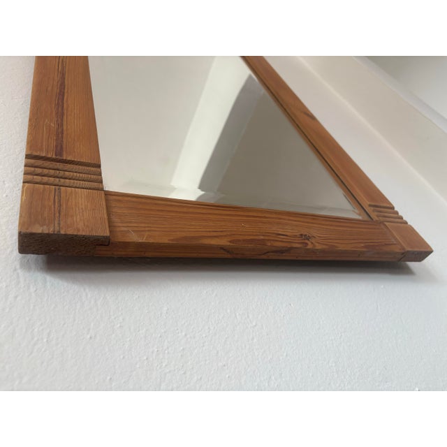 Vintage Danish Country Pine Mirror With Beveled Glass For Sale - Image 4 of 11