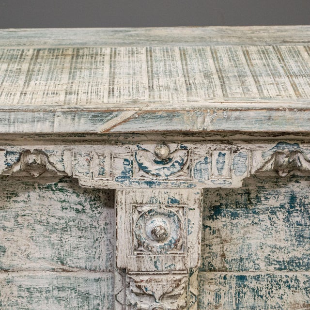 Early 21st Century Carved & Painted Console Table Made From an Antique Rajasthani Door For Sale - Image 5 of 12