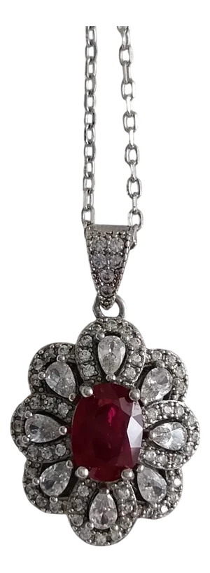 Red Ruby Silver Pendant, 1990s