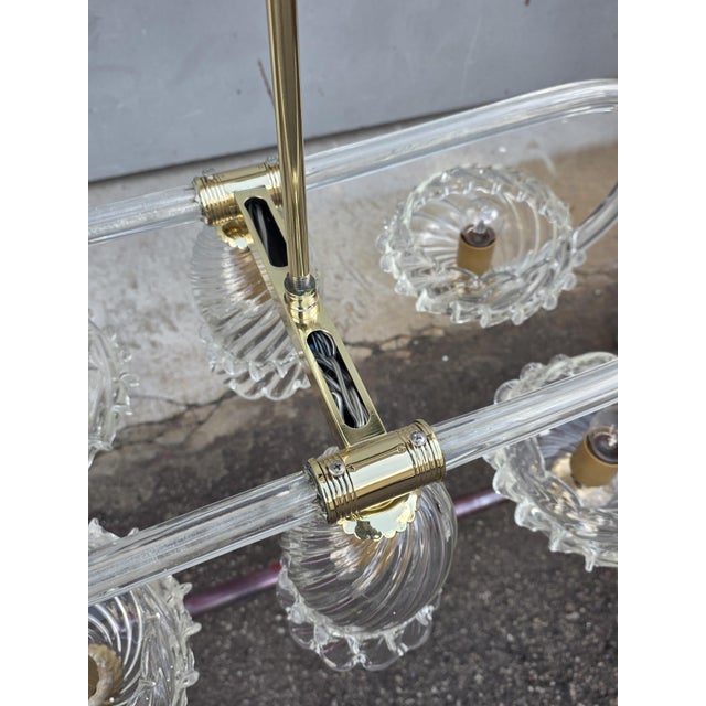 Art Deco Murano and Brass Navetta Chandelier from Barovier, 1930s For Sale - Image 11 of 18