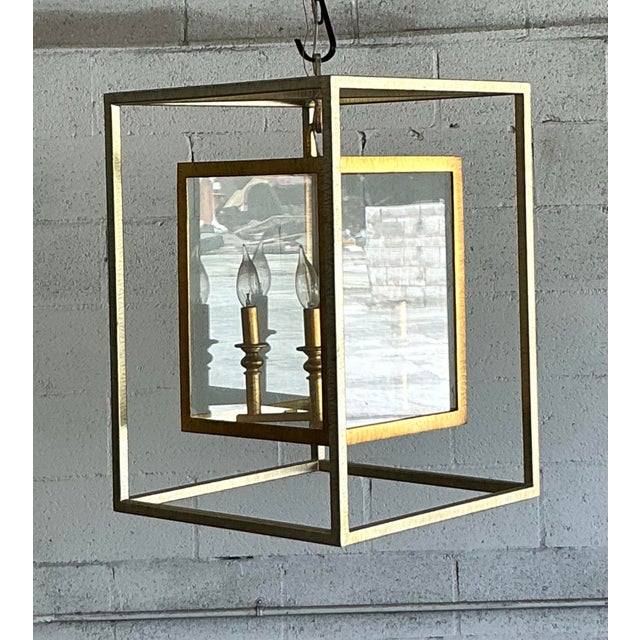Gold Vintage Contemporary Double Frame Lantern For Sale - Image 8 of 9