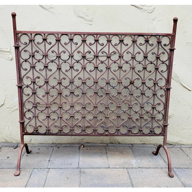 Antique Late 19th Century Spanish Wrought Iron Fireplace Screen For Sale - Image 11 of 11