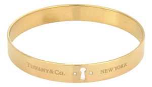 Tiffany & Co. 18k Yellow Gold Keyhole Lock Bangle Bracelet