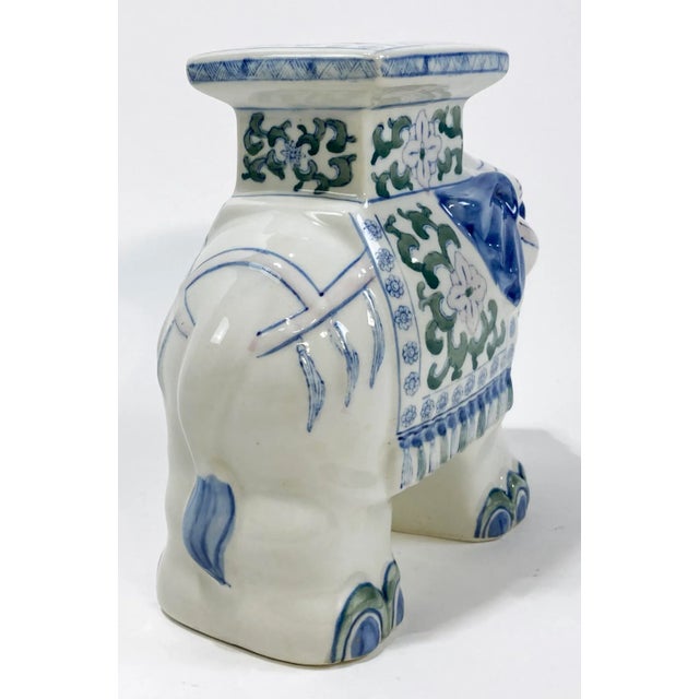 Vintage Ceramic Blue and White Elephant Stand For Sale - Image 11 of 11