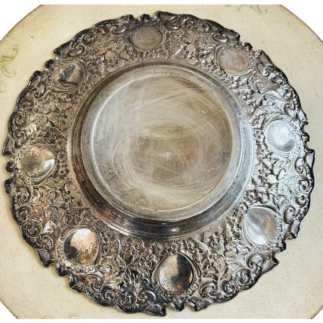 Victorian Vintage William Adams Spain Silver Plate Baroque Serving Tray For Sale - Image 3 of 3