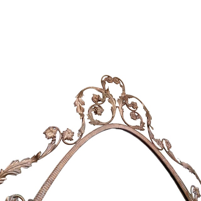 Wrought Iron Hallway Mirror with Marble and Chair with Floral Motif attributed to Pier Luigi Colli, 1960s, Set of 2, in...