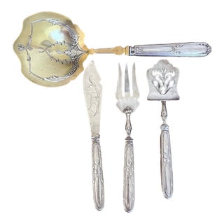 Antique French Sterling Serving Utensils, Set of 4 For Sale