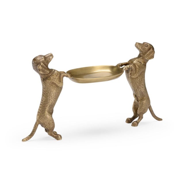 Wildwood Brass Dachshund Dogs Holding a Tray For Sale In Raleigh - Image 6 of 6