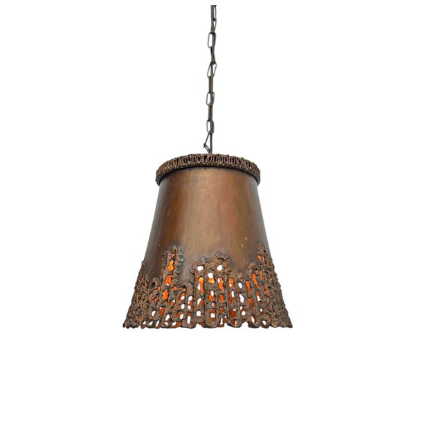 1960s Brutalist Handcrafted Copper Pendant Lamp in Tom Greene, 1960s For Sale - Image 5 of 18