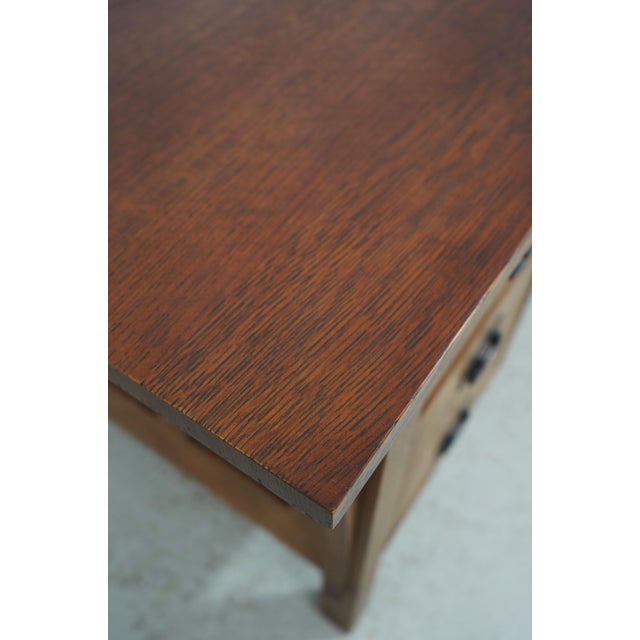 Brown Stickley Large Mission Oak Arts & Crafts Executive Desk For Sale - Image 8 of 18