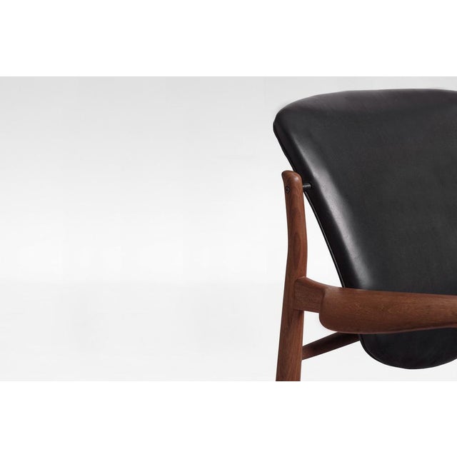 Black FD136 Lounge Chair in Black Leather and Teak by Finn Juhl, France, 1960s For Sale - Image 8 of 11