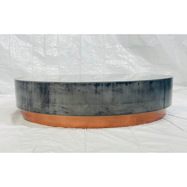 Modern "Loren" Coffee Table by Draga & Aurel for Baxter, Aged Nickel & Copper, Italy For Sale - Image 3 of 17