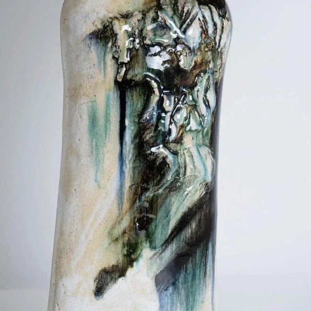 Blue, Green and Beige Table Lamp attributed to Jeppe Hagendorn, Denmark, 1960s For Sale - Image 4 of 12