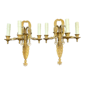 Pair of Early 20th Century Matching Serpent Brass Wall Sconces