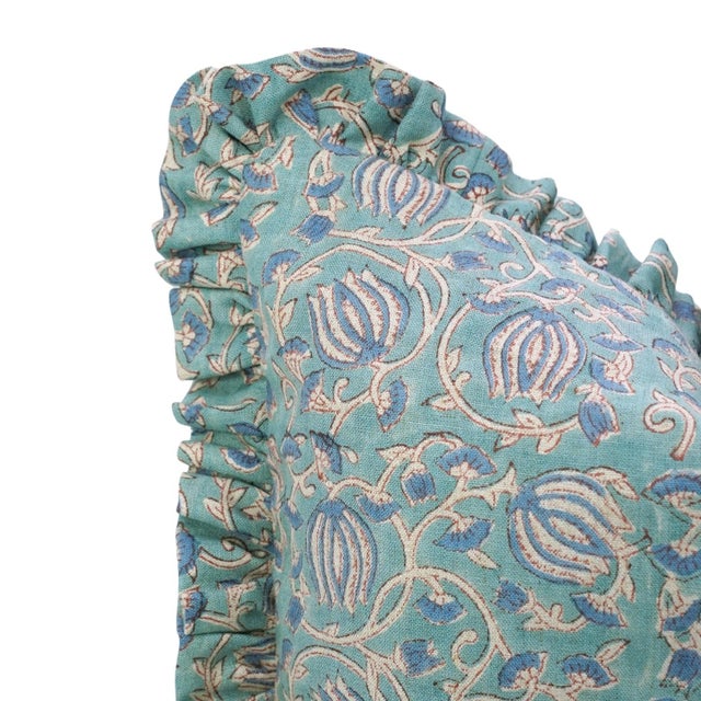 Art Deco 6 Kmal Handcrafted Boho Block Print Artisan Pillow Unique Decorative Cushion for Sofa and Couch Size 26x26 Inch For Sale - Image 3 of 5