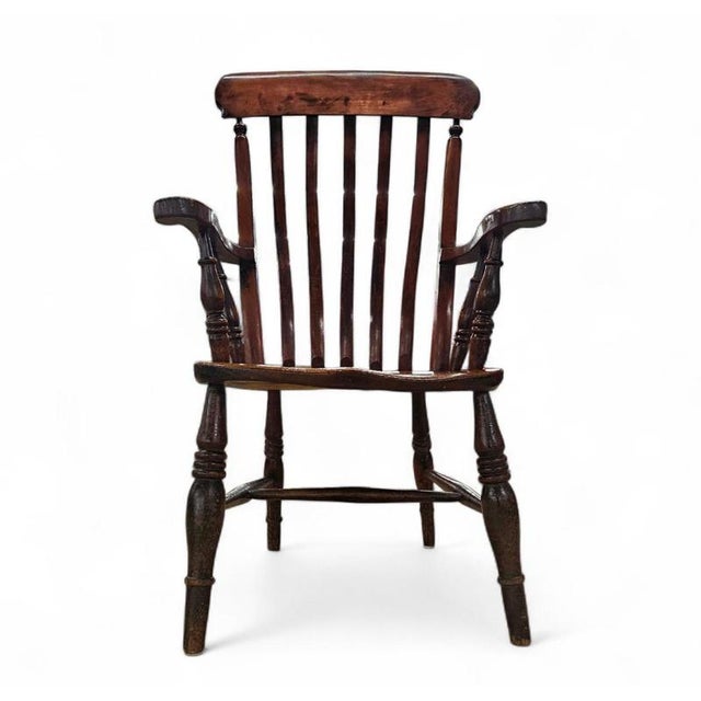 Antique Country High Slat Back Chair in Elm, 1700s For Sale - Image 3 of 8