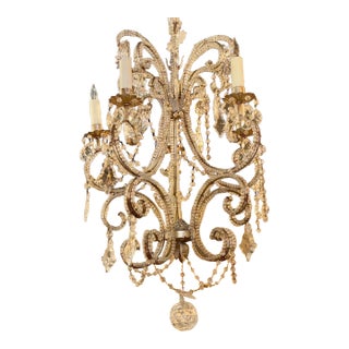Early 20th Century Italian Beaded Crystal Chandelier For Sale