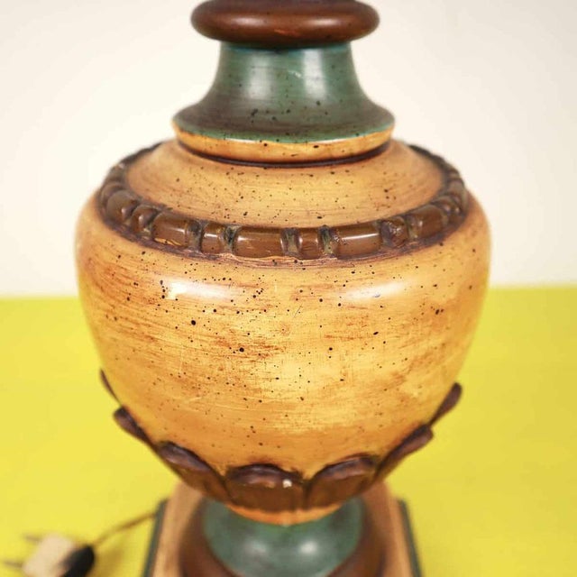 Vintage Table Lamp with Wooden Base For Sale - Image 3 of 10