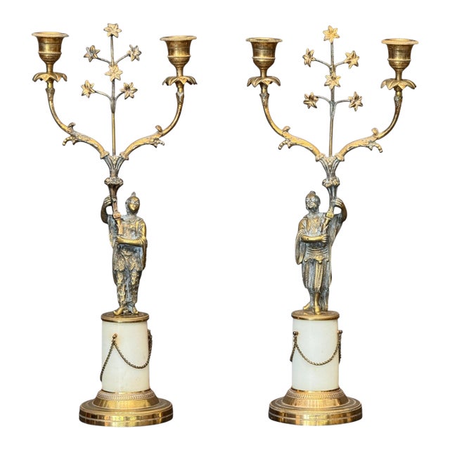 Pair of Regency Gilt Bronze Two-Light Candelabra With Chinoiserie Figures For Sale
