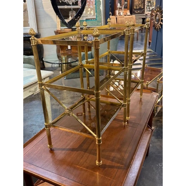 Pair of Jansen Style Polished Brass Side Tables For Sale In Dallas - Image 6 of 6
