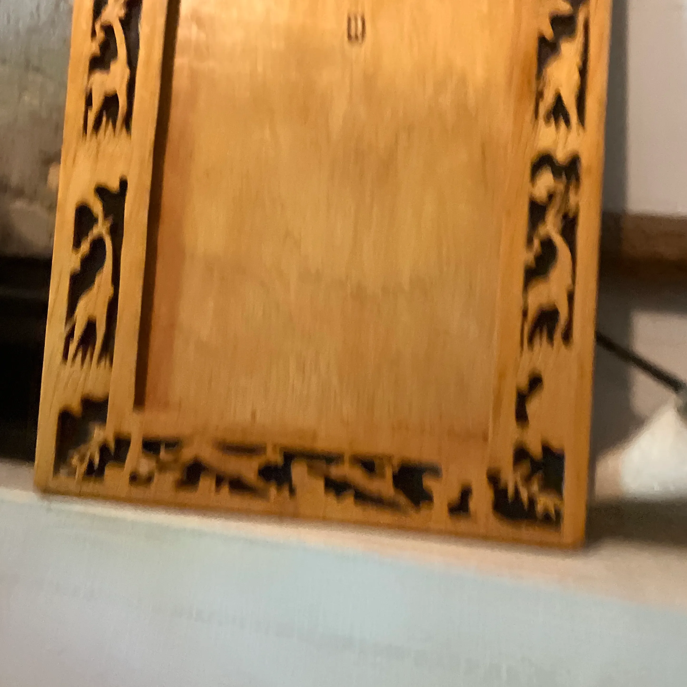 1970's Vintage Carved Wood Jungle Theme 5 X 7 Tabletop Picture