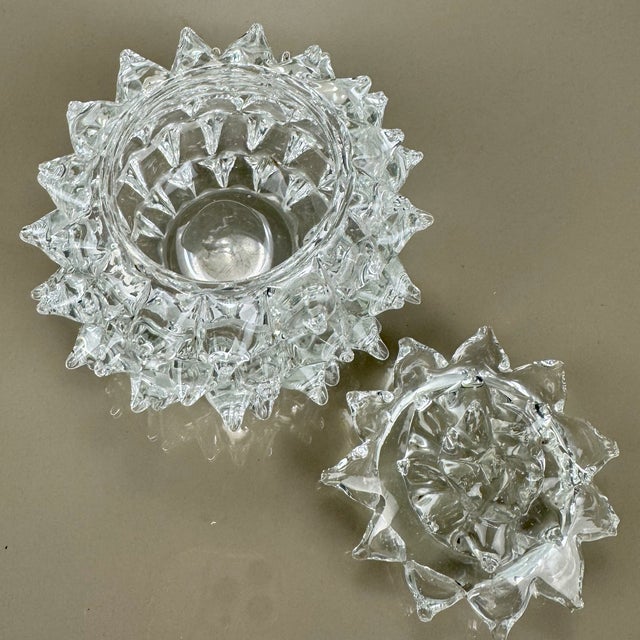 Glass Rostrato and Clear Murano Glass Jewellery Bowl attributed to Ercole Barovier for Barovier & Toso, Italy, 1940s For Sale - Image 7 of 11