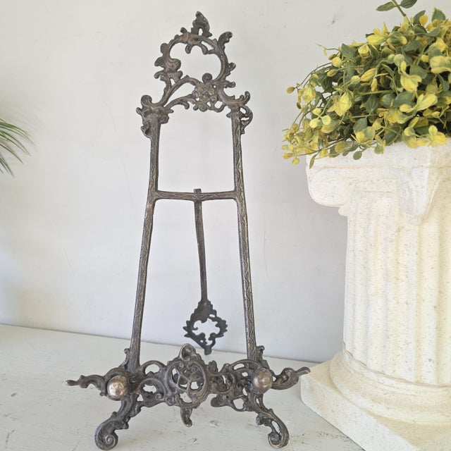 1940s Silver Easel Display Art Picture Holder for Ornate Rococo Revival Shelf Styling For Sale - Image 6 of 11