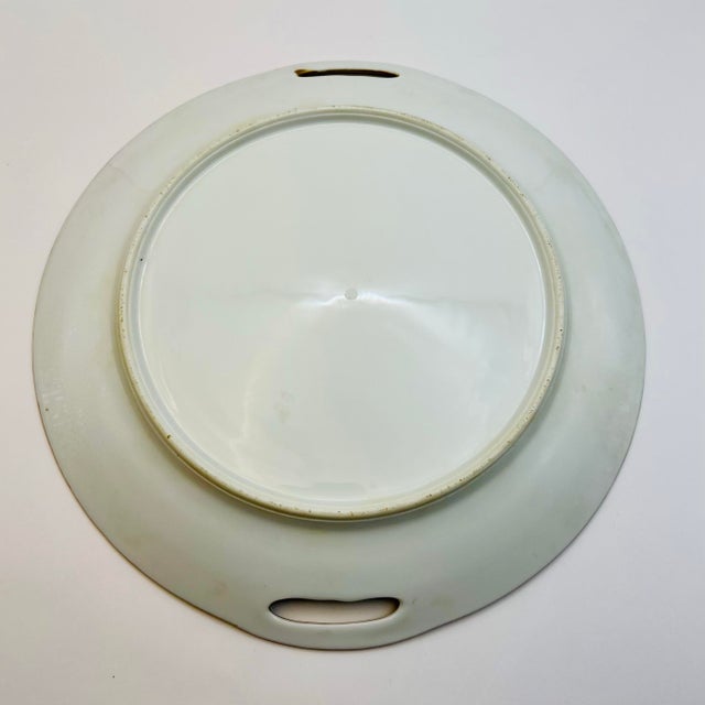 White Early 20th Century Mint & Pink Pastel Rose Plate For Sale - Image 8 of 8