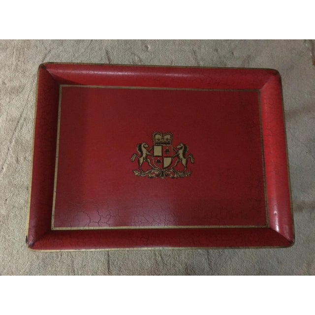 Red Crest Design Tole Tray For Sale In Atlanta - Image 6 of 6