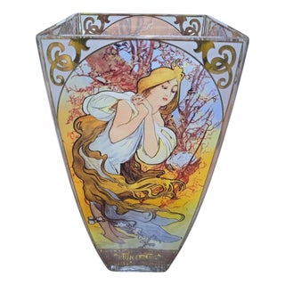 Vintage Art Nouveau Vase in Glass, 1950 For Sale