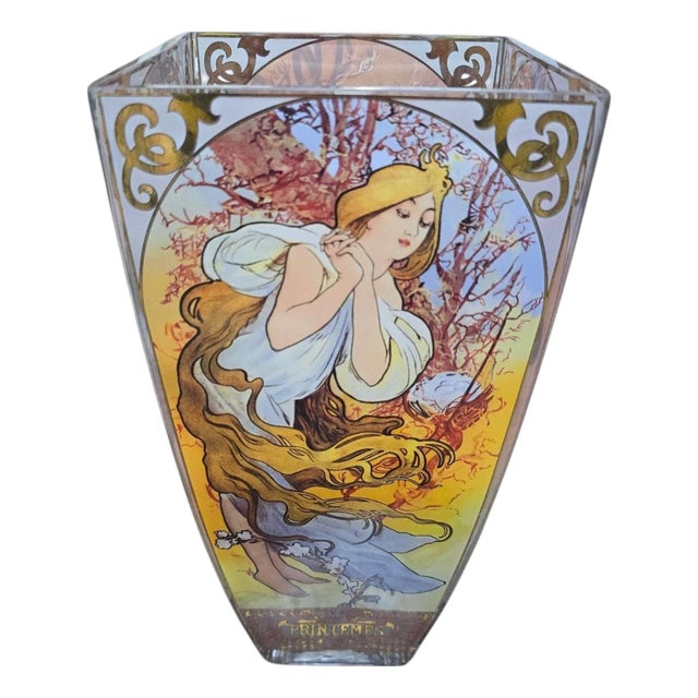 Vintage Art Nouveau Vase in Glass, 1950 For Sale
