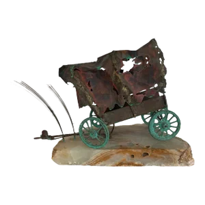 Mid 20th Century Brian Bijan Metal Sculpture Covered Wagon