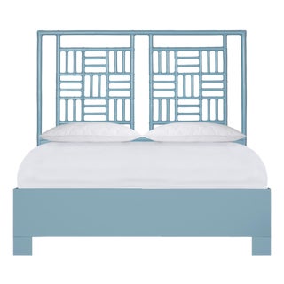 Finn Platform Bed Queen - Pool Blue For Sale