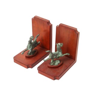 1950's Vintage Chinese Flying Horse of Kansu Mahogany Bookends for Smithsonian Institution - a Pair For Sale